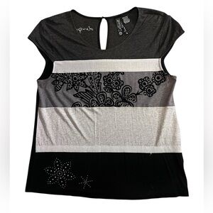 Desiguel color blocked mixed fabric tshirt, size XL